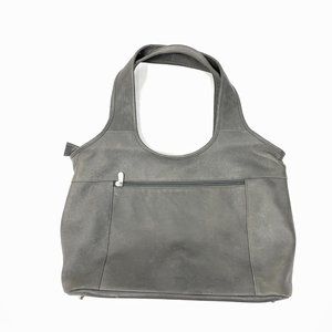 Piel Colombian Leather Shoulder Bag Gray Zippered Medium Laptop Tote